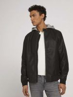 2ND 108 FAKE LEATHER JACKET WITH HOO