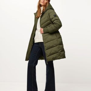 Midi length hooded padded jacket