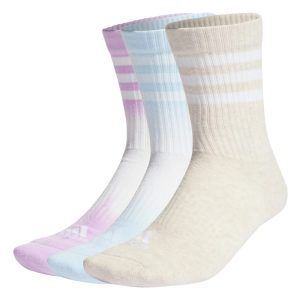 Dip-Dyed 3-Stripes Cushioned Crew Socks 3 Pairs