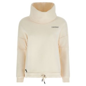 Sweatshirt with ribbed inserts on the sleeves and ample high neck