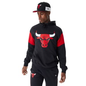 Chicago Bulls NBA Colour Block Black Oversized Hoodie
