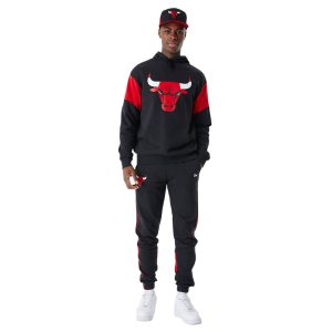 Chicago Bulls NBA Colour Block Black Oversized Hoodie