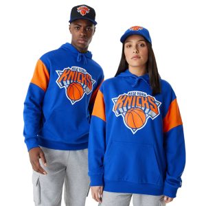 New York Knicks NBA Colour Block Blue Oversized Hoodie
