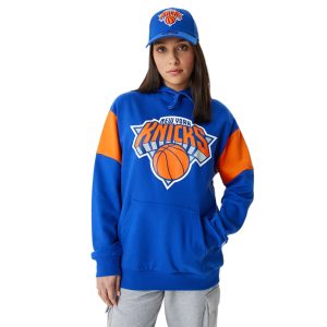 New York Knicks NBA Colour Block Blue Oversized Hoodie