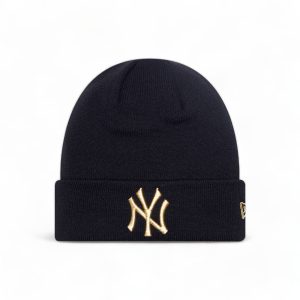 New York Yankees Metallic Beanie Black Cuff Knit Beanie Hat