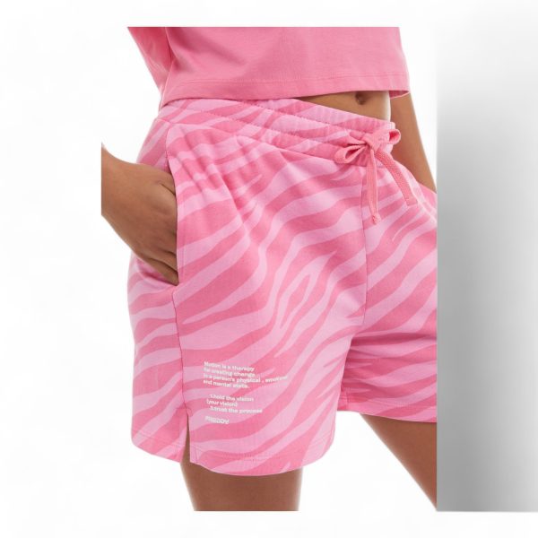 Women's tone-on-tone zebra print Bermuda shorts in French terry