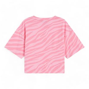 Women’s cropped t-shirt in tone-on-tone zebra print jersey