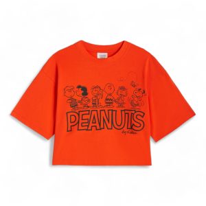 Women's cropped t-shirt in jersey with a Peanuts graphic 100% βαμβάκι